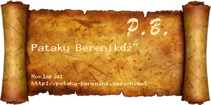 Pataky Bereniké névjegykártya